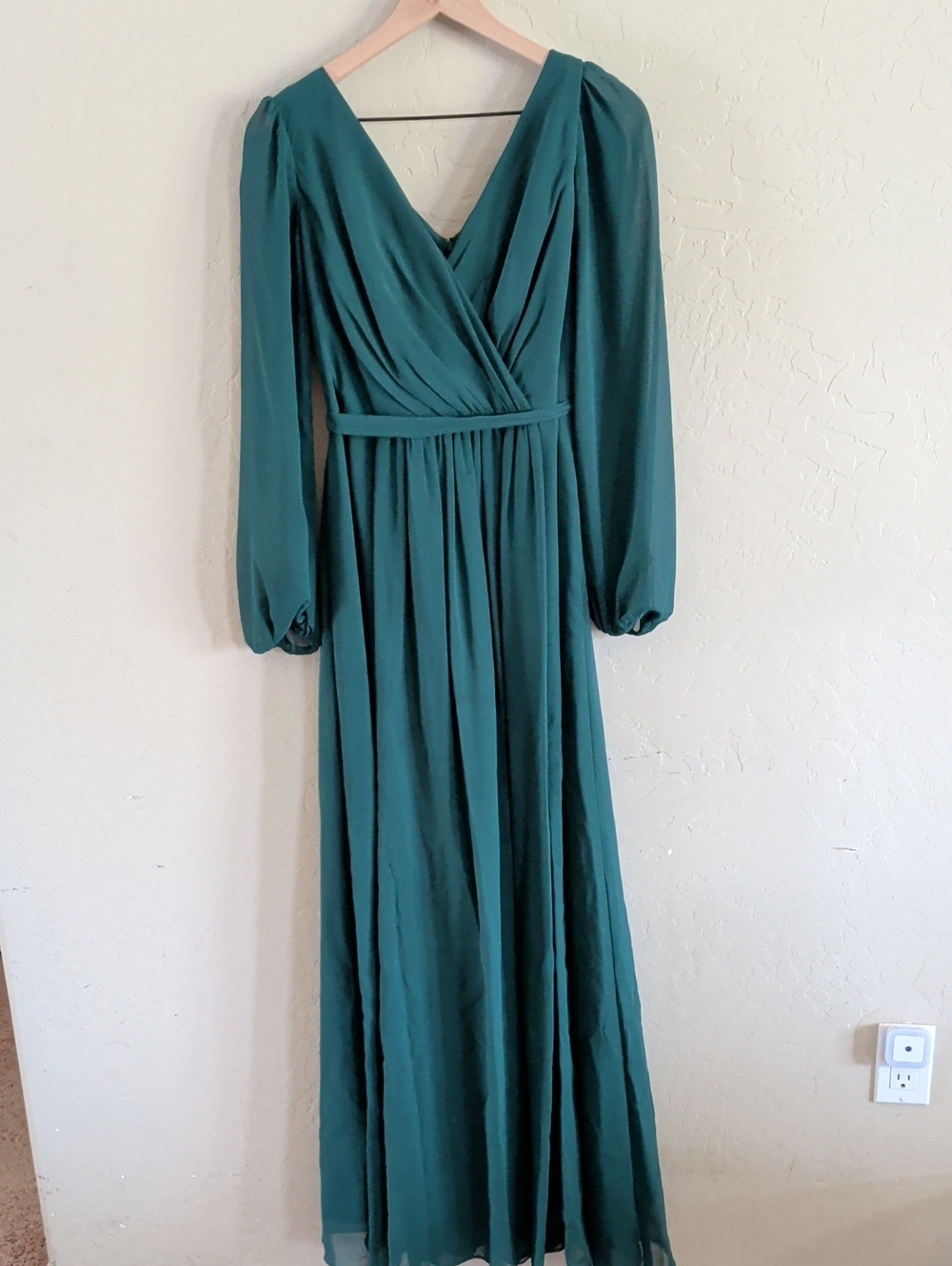 Elegant Teal Long Sleeve Maxi Dress